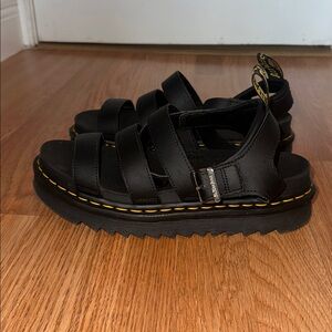 Dr. Martens Black Sandals with Yellow Stitching